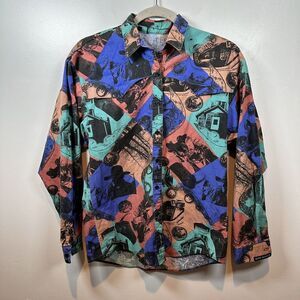 Vintage 90's Country Western Rodeo Rocky Mountain Button Up Men's Shirt Sz M‎